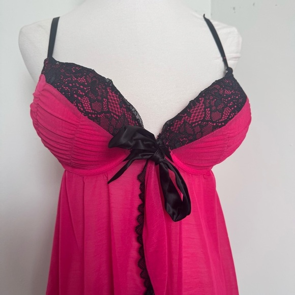 La Senza Pink Lace Trim Babydoll corset top M push up y2k princess - Picture 4 of 7